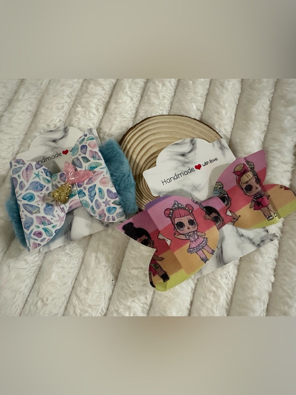 Handmade Kids Hair Bow - Multicolor Rainbow Character Print bundle